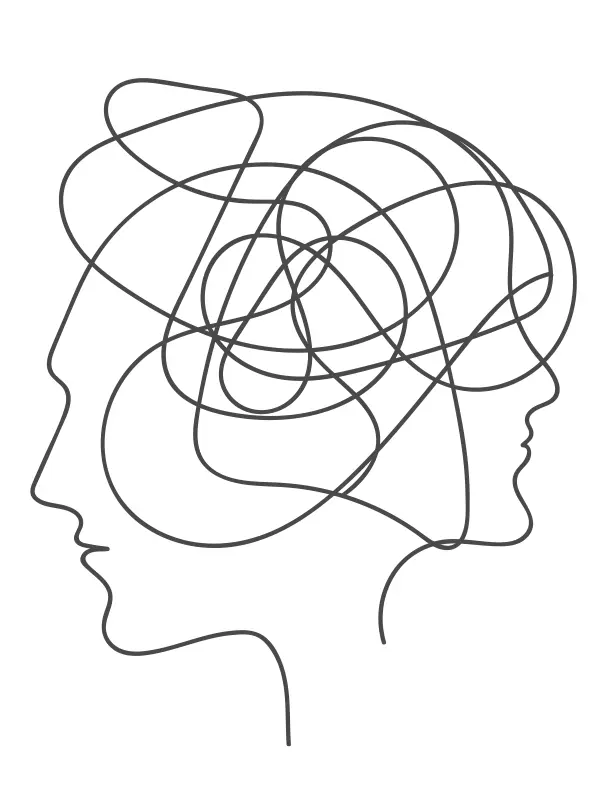 Linienzeichnung von zwei Köpfen
